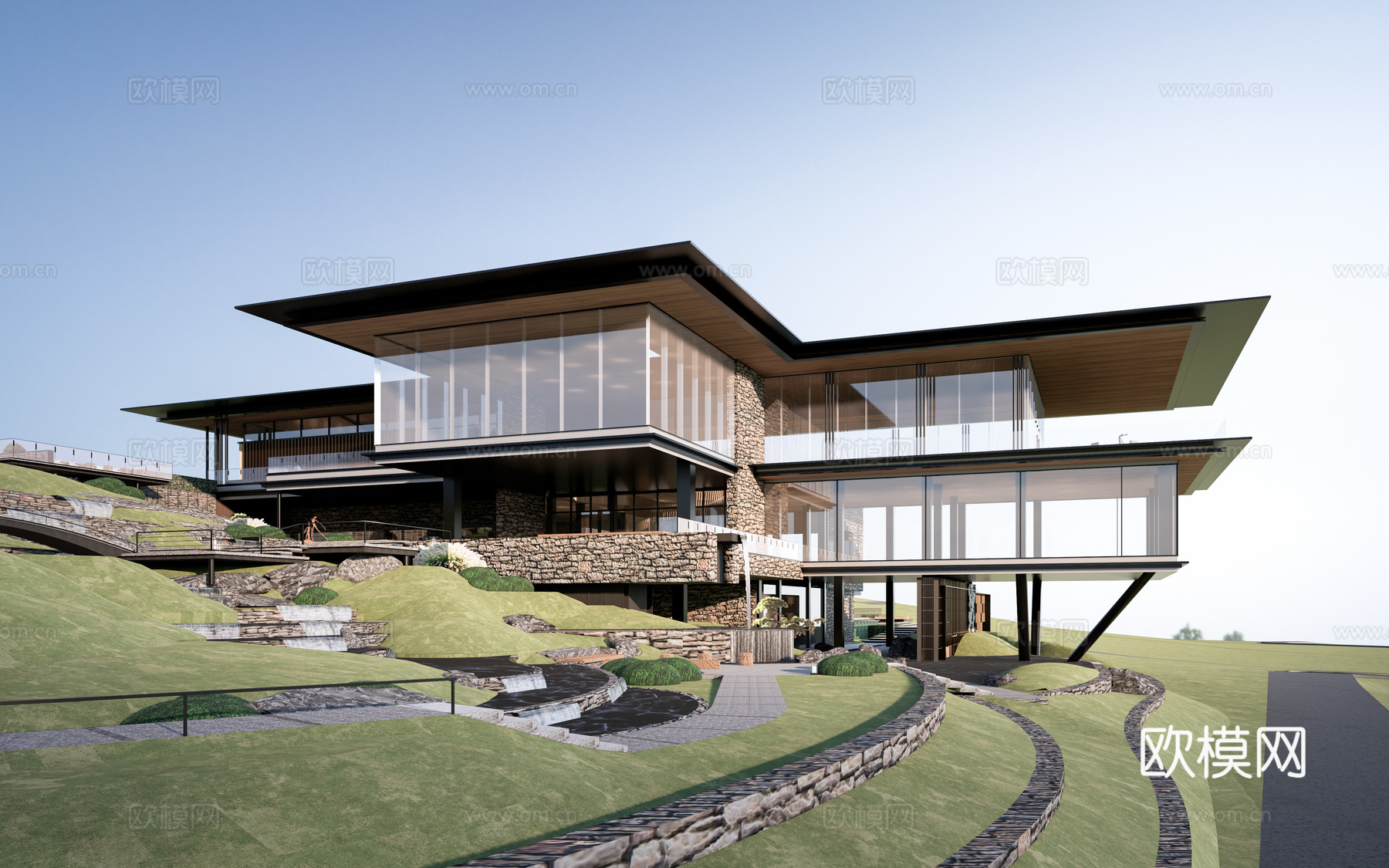 现代驿站建筑 小型公共建筑 公园建筑 商店建筑su模型