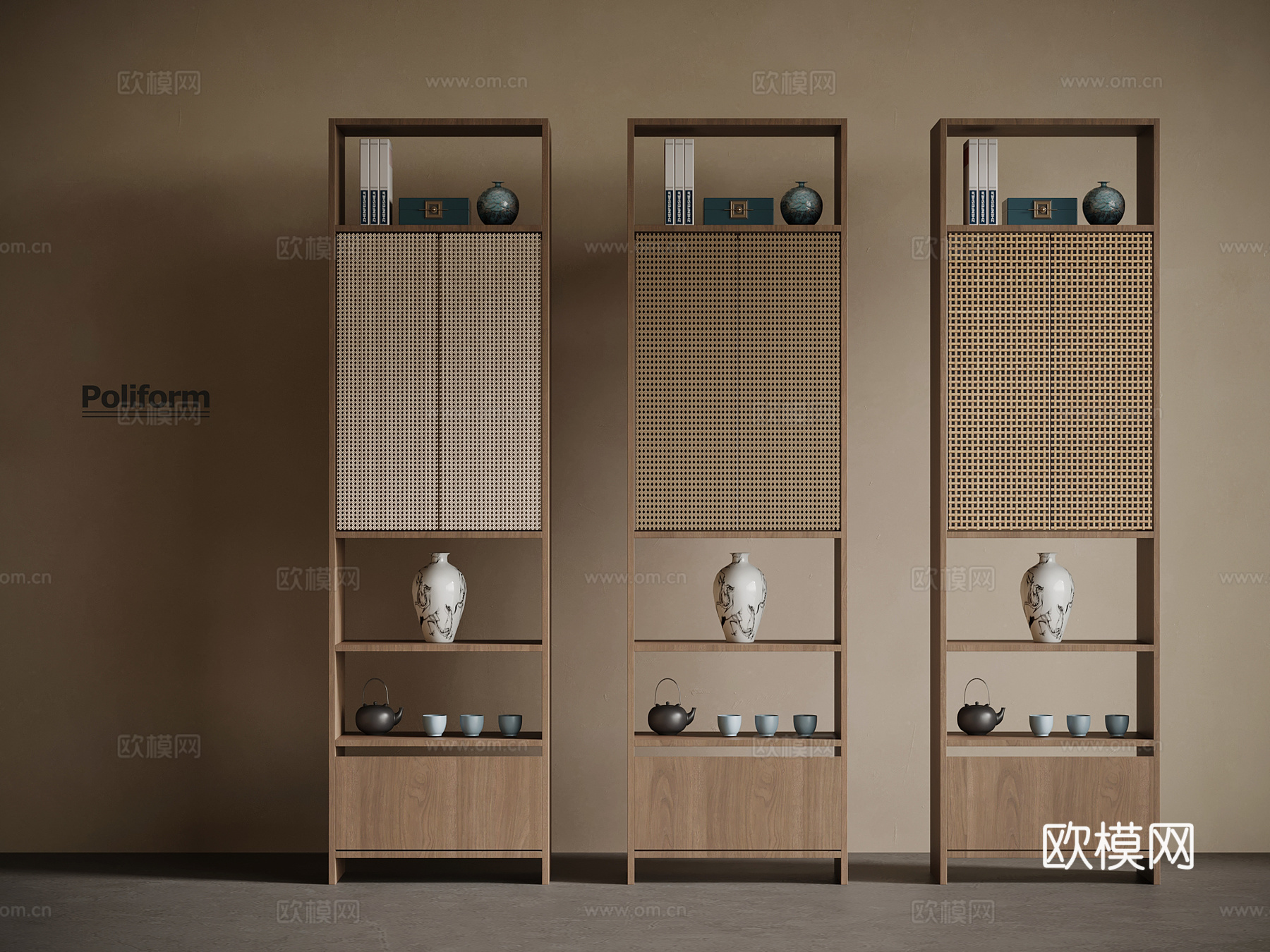 新中式博古架3d模型