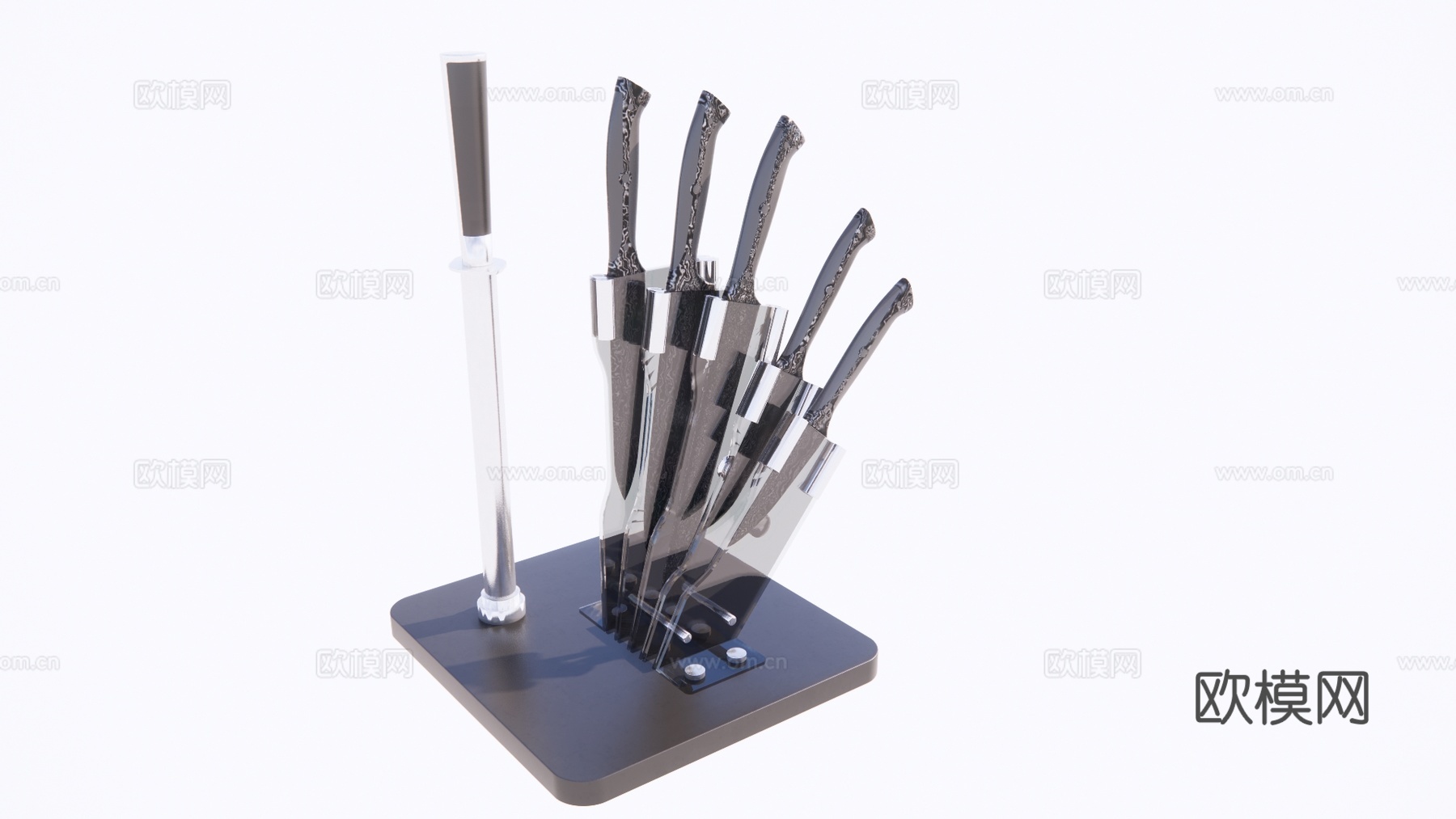 现代刀具厨房用品su模型下载