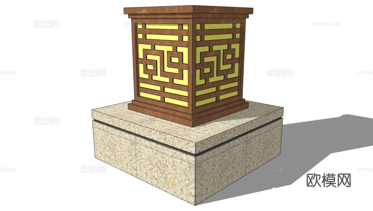新中式庭院景观灯su模型下载下载