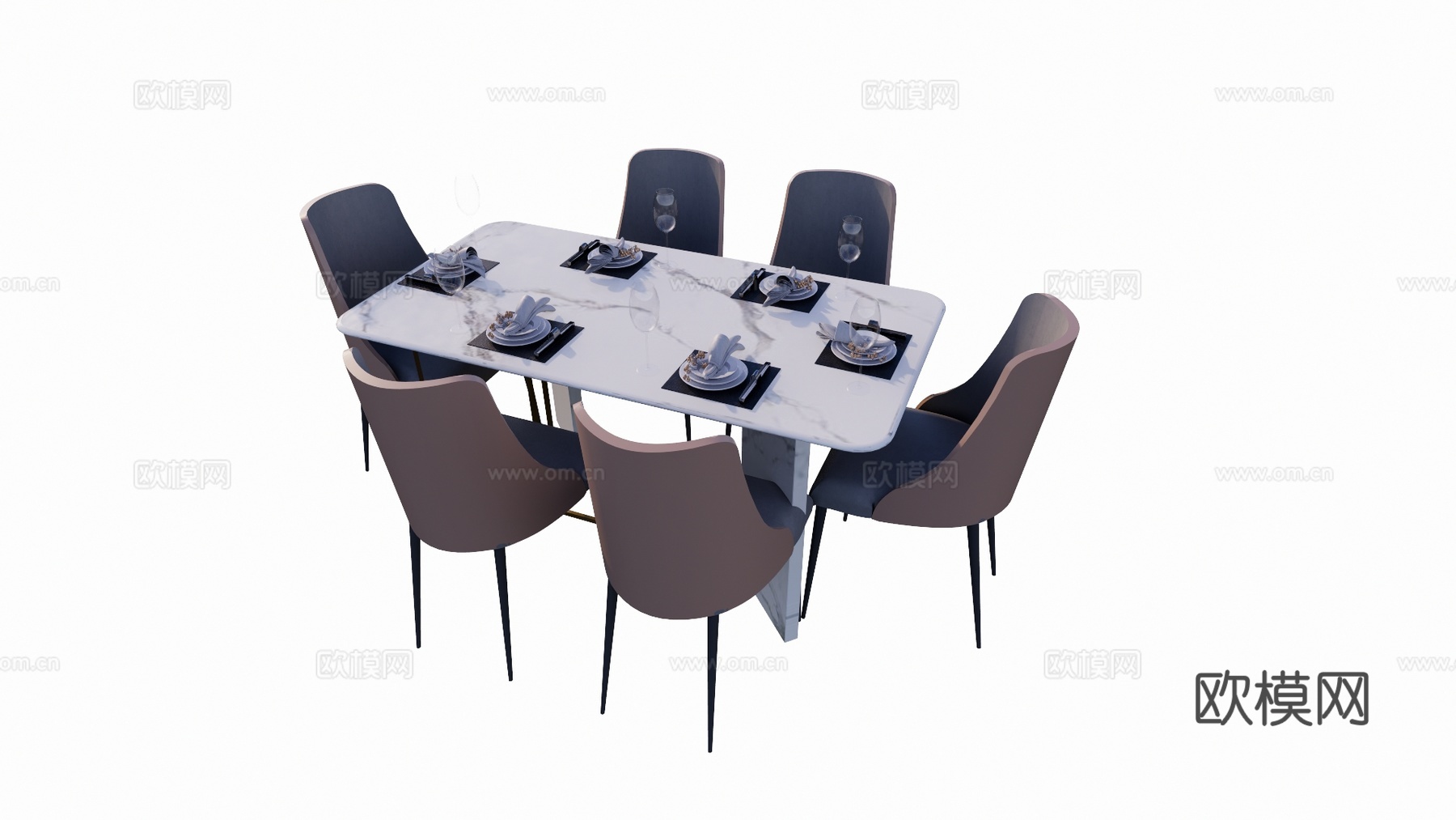 现代轻奢餐桌椅su模型下载