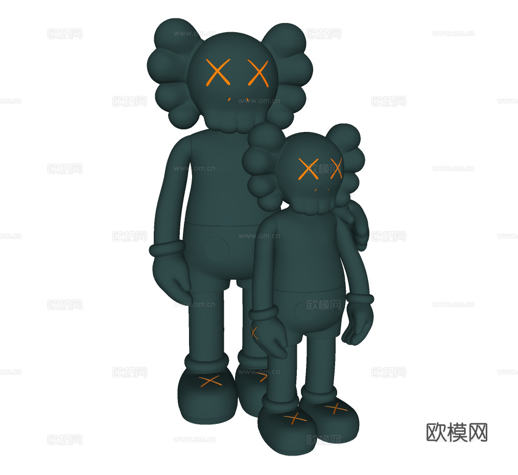 现代公仔雕塑摆件su模型下载