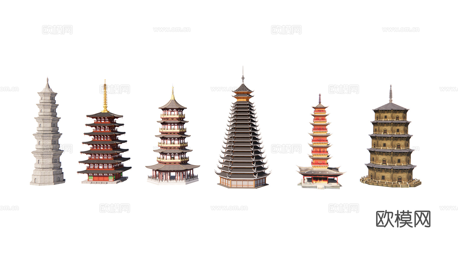 中式古建宝塔su模型下载