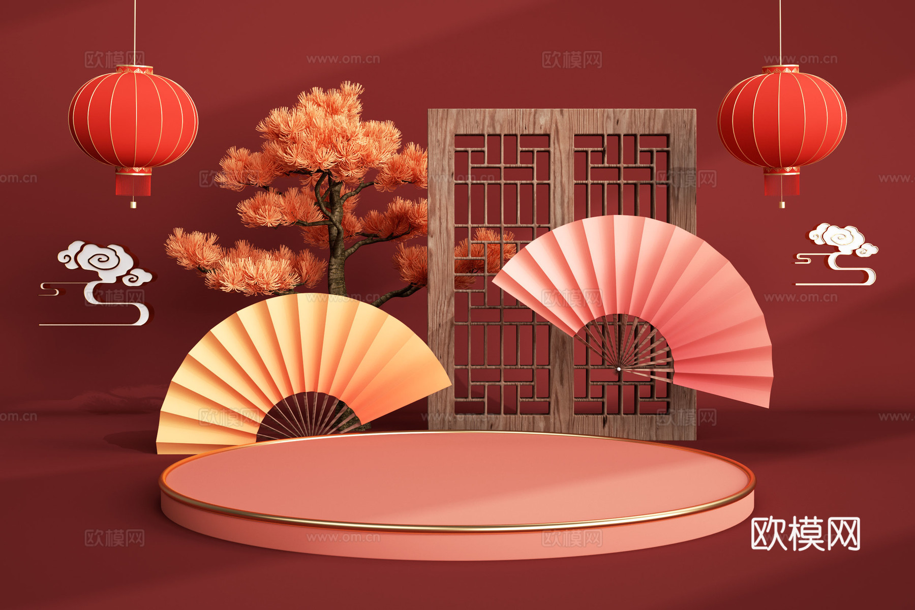 新中式饰品美陈su模型下载