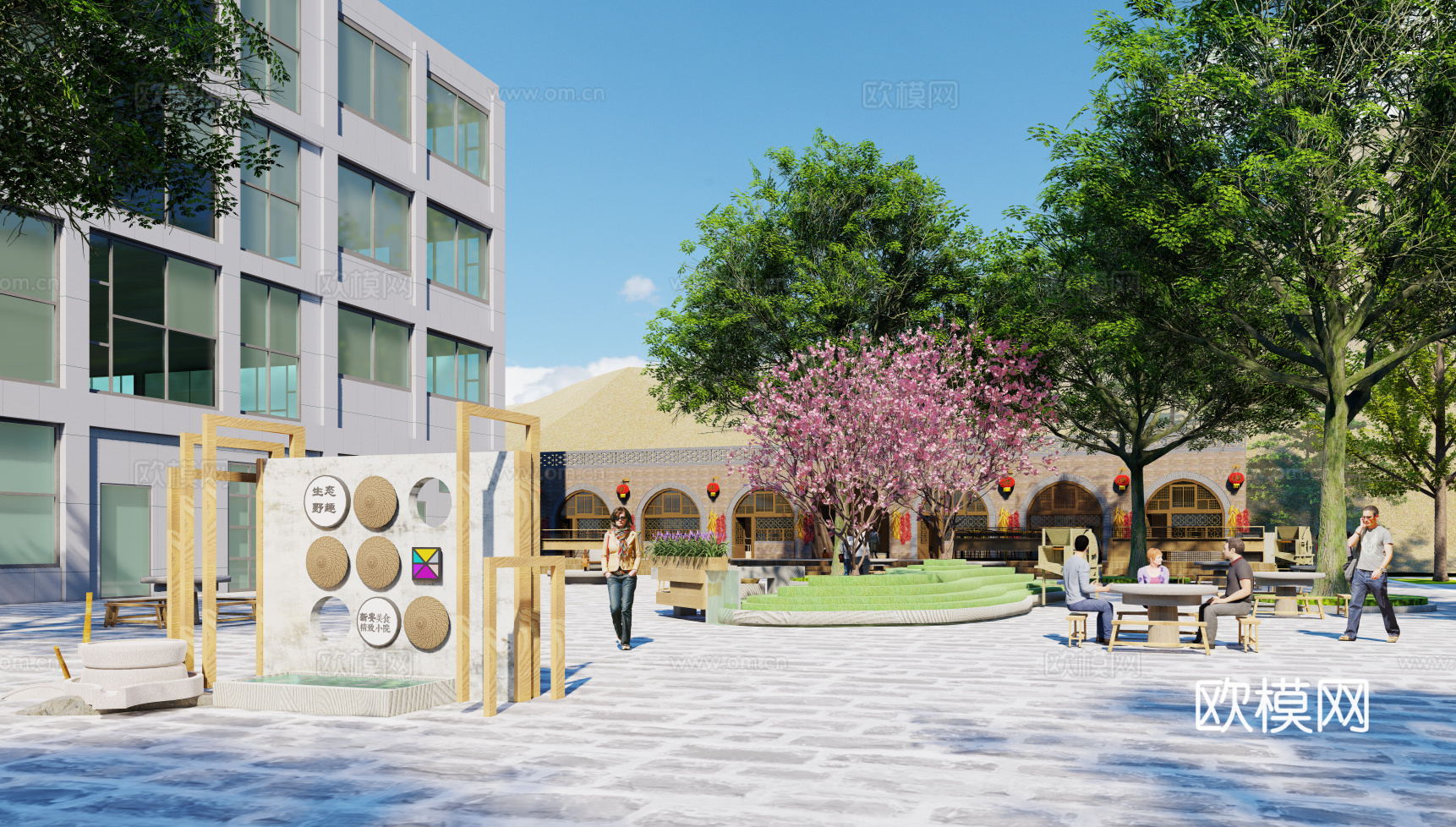 现代民宿酒店建筑外观su模型下载