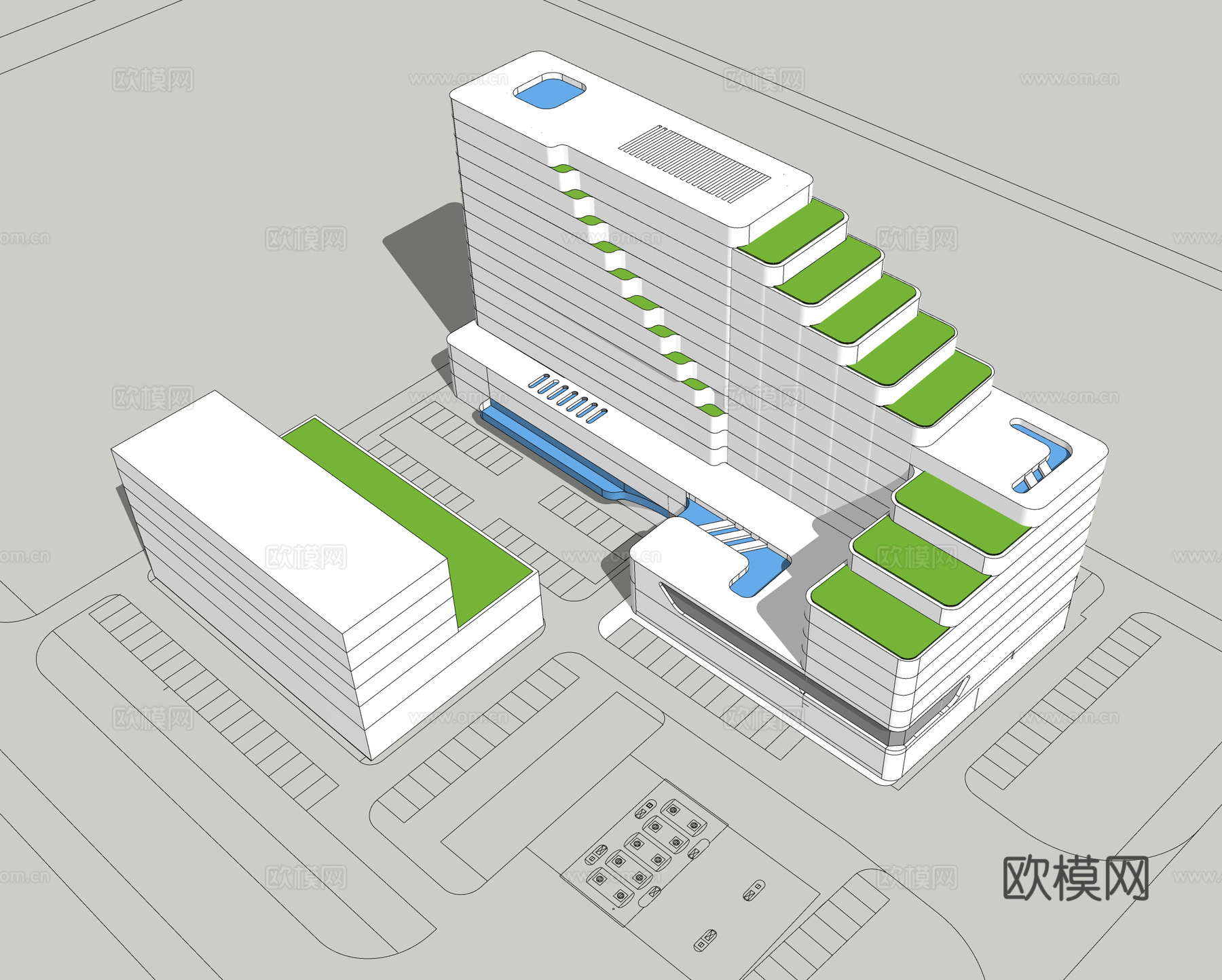现代办公楼建筑外观su模型下载