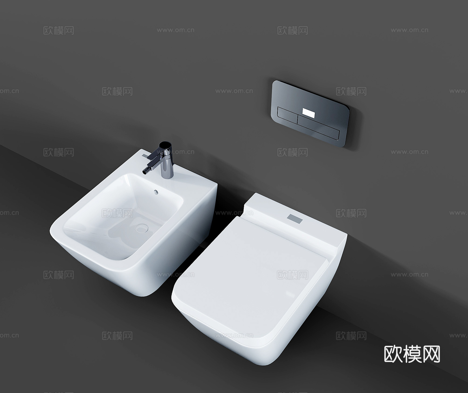 现代马桶座便器su模型下载