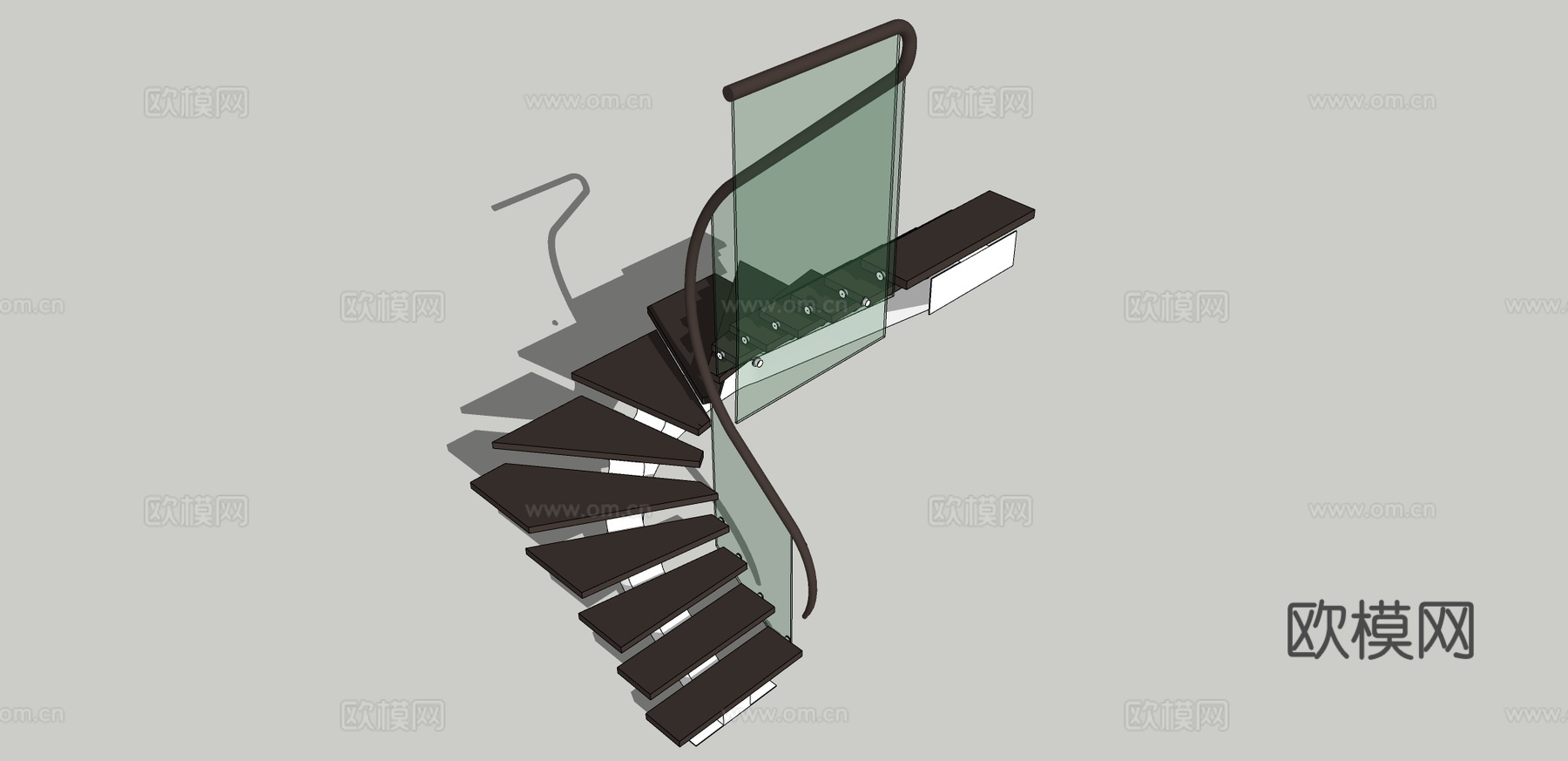 现代转角楼梯su模型下载