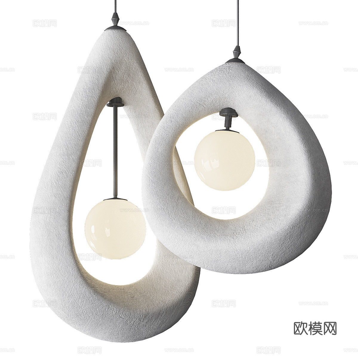 现代侘寂陶制装饰吊灯3d模型