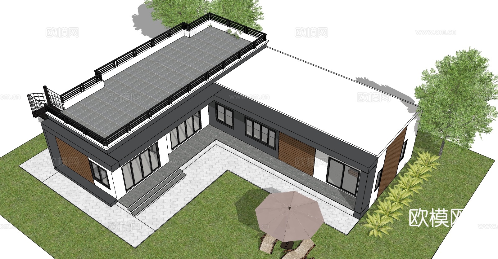现代住宅建筑su模型下载