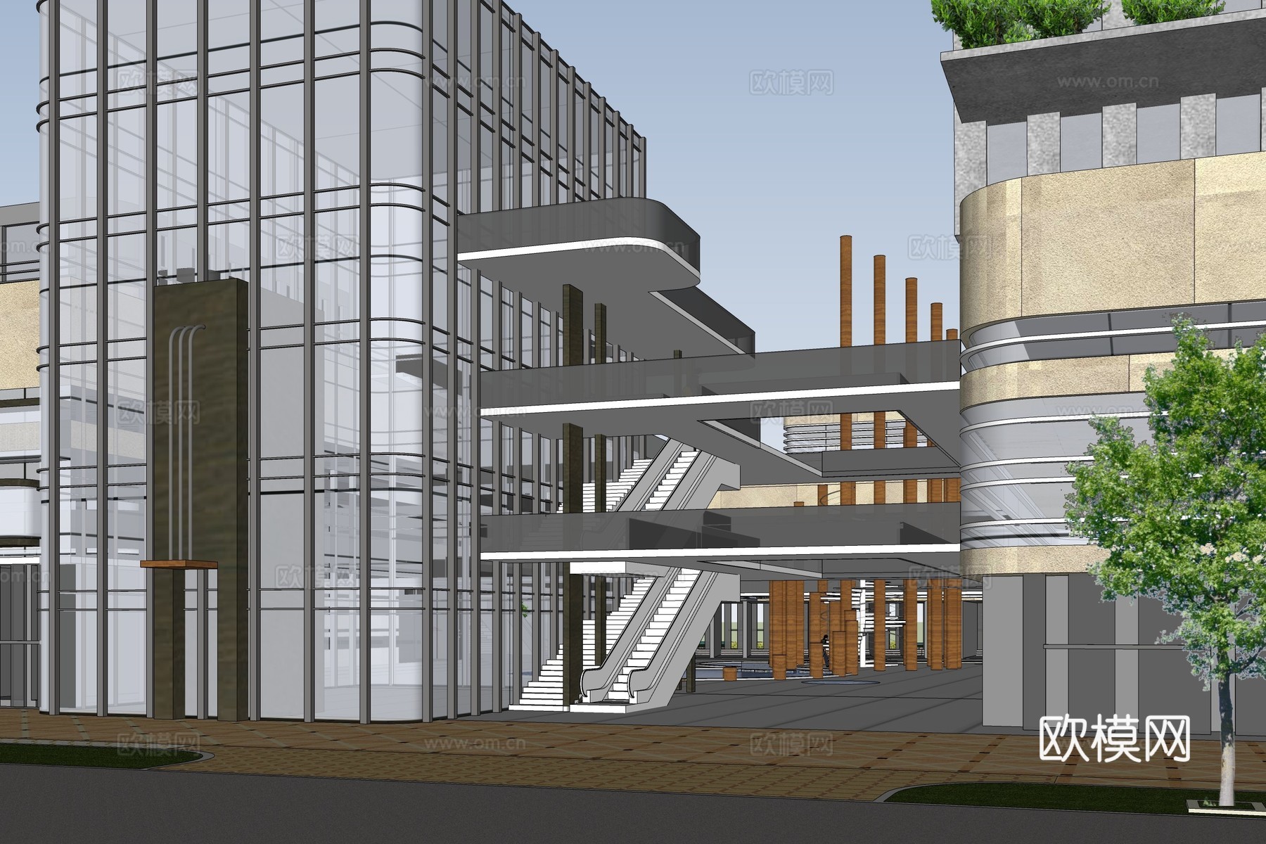 现代商业综合体建筑外观su模型下载
