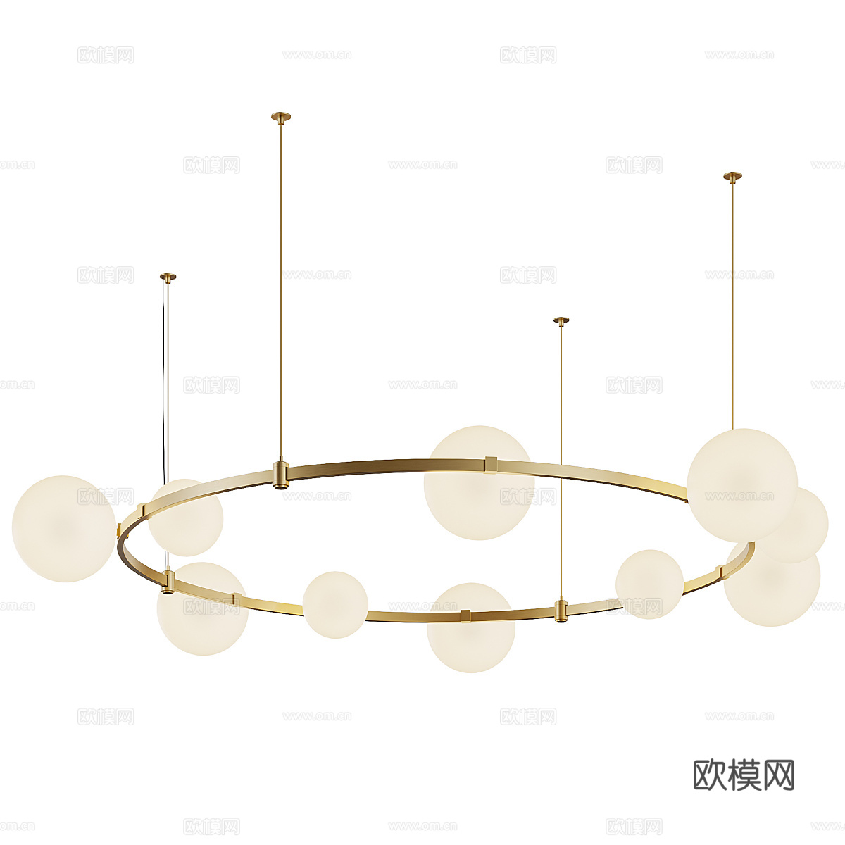 现代轻奢圆形球形玻璃串联装饰吊灯3d模型