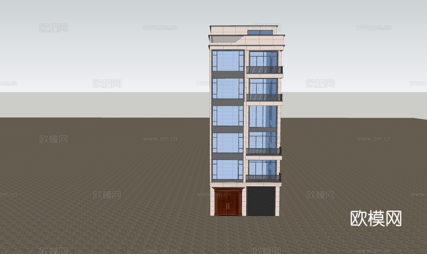 现代独栋别墅建筑外观su模型下载