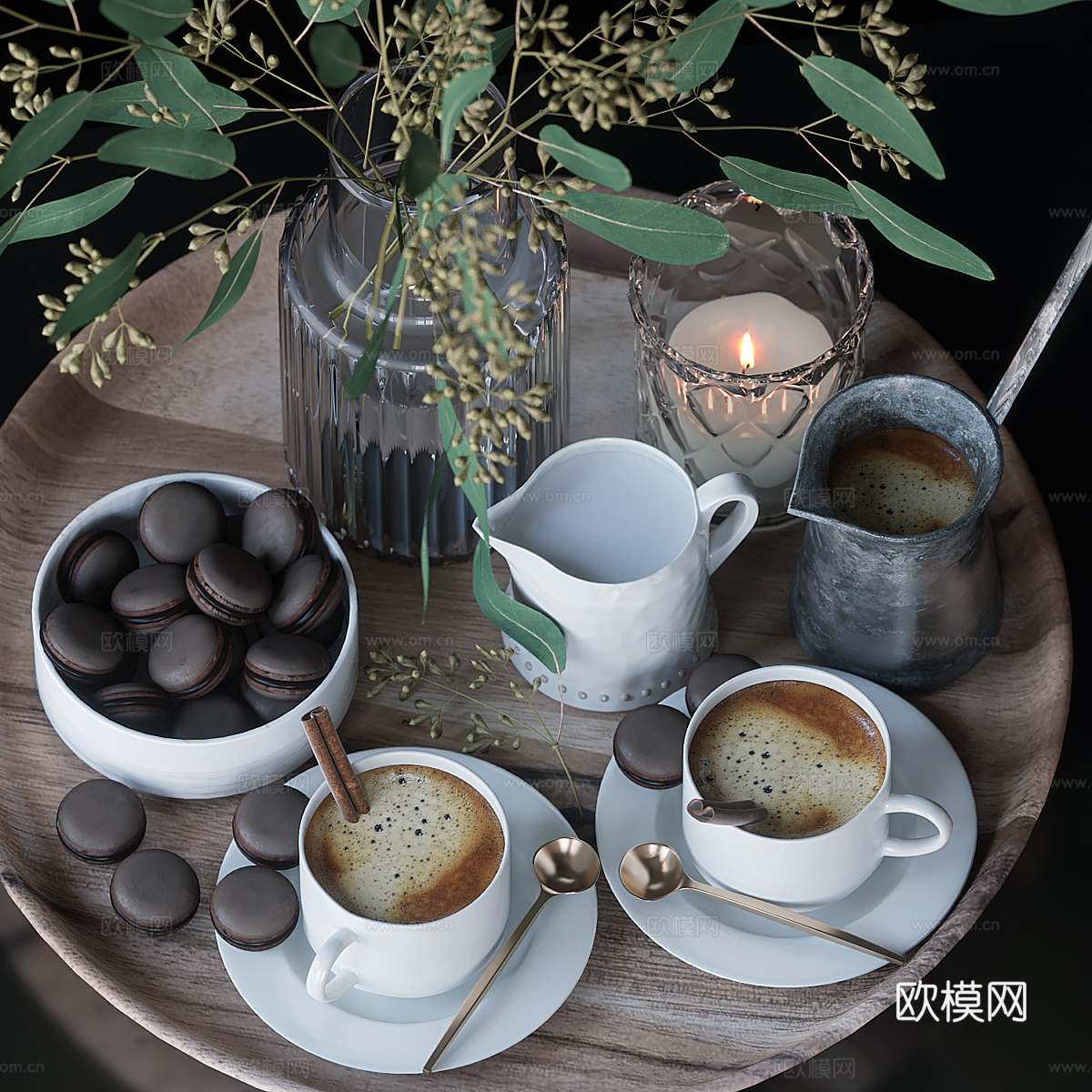现代意式茶具 咖啡 饼干3d模型