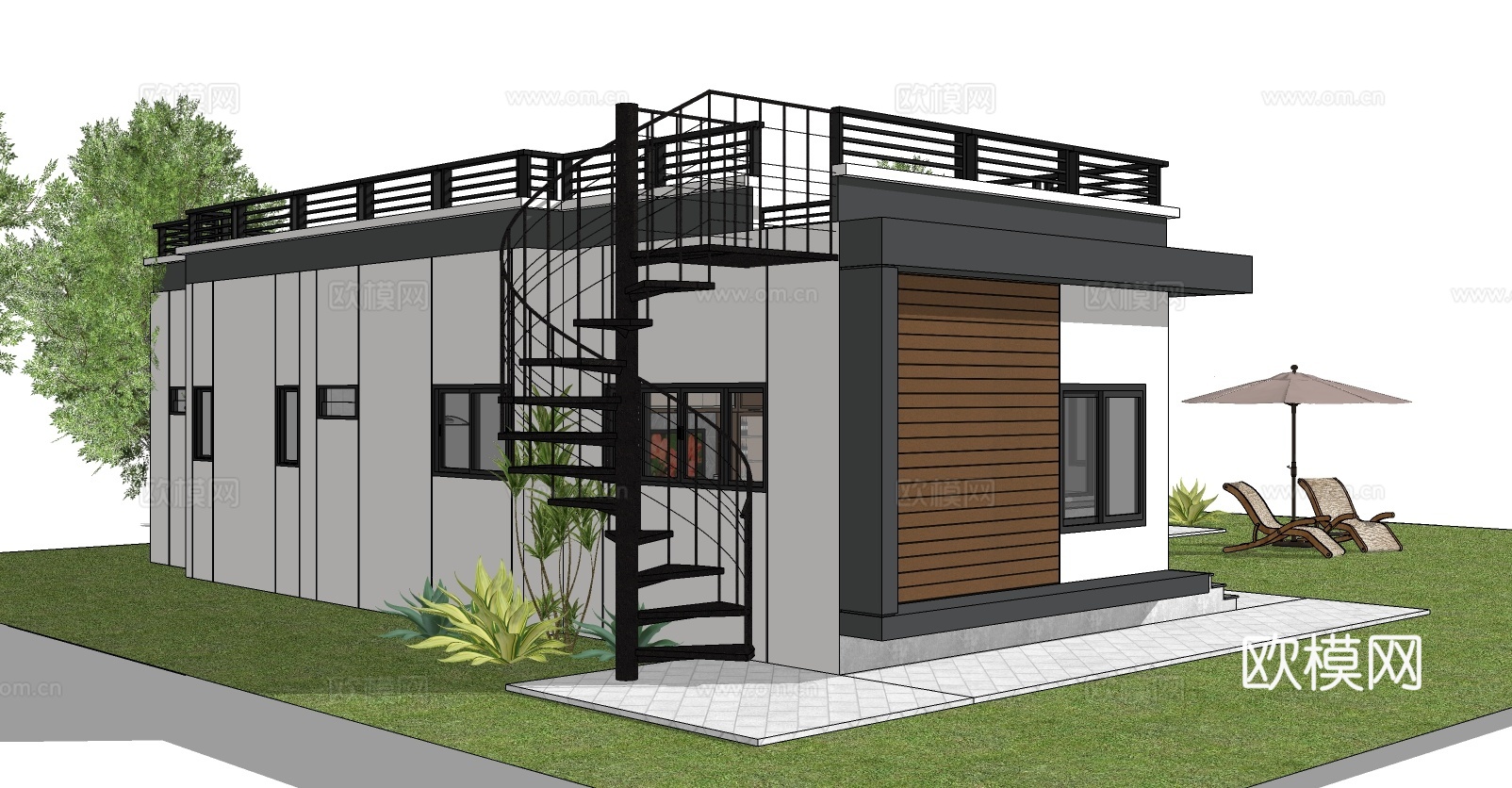 现代住宅建筑su模型下载