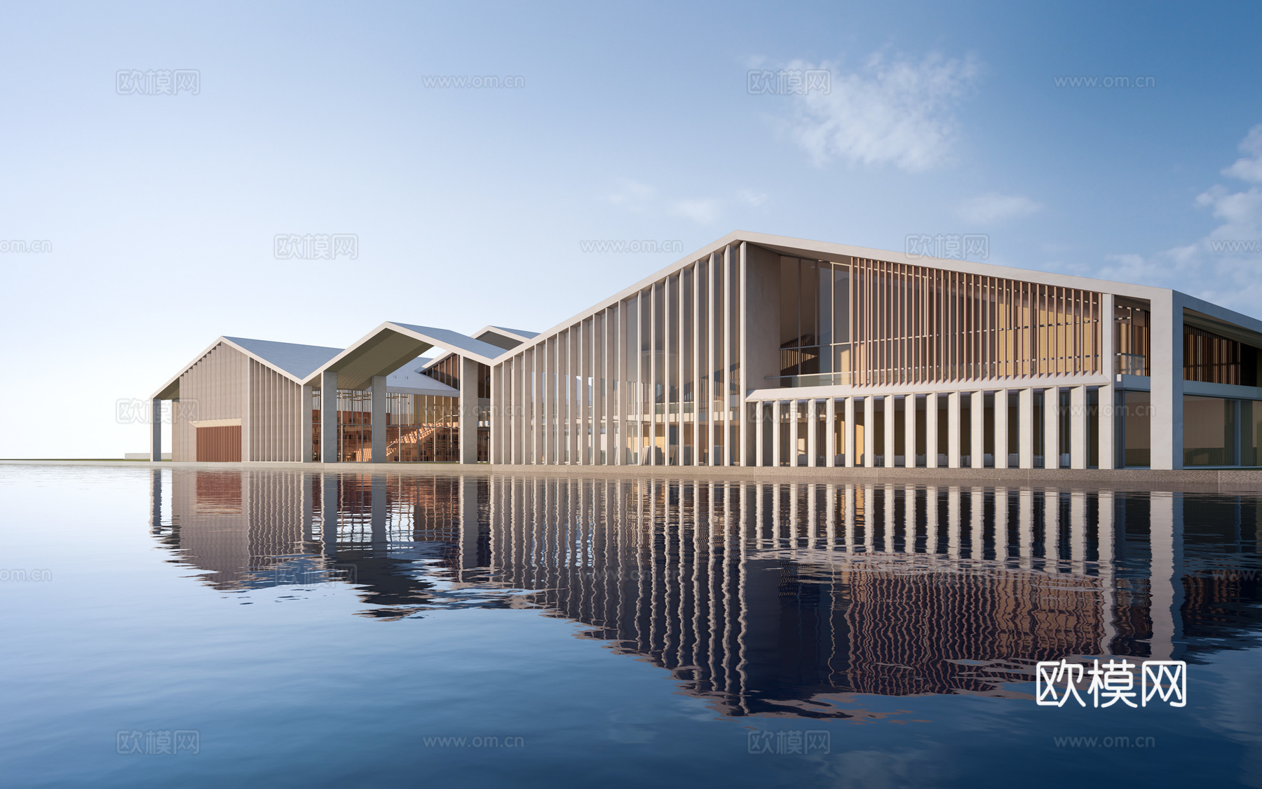 新中式美术馆建筑 展览馆建筑 公共建筑 文化建筑su模型
