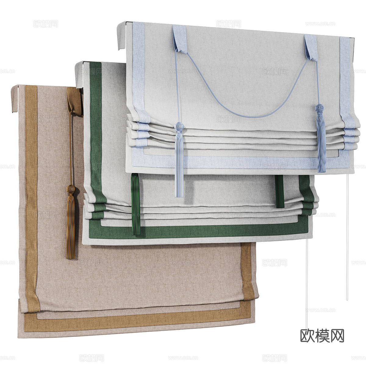 新中式布艺罗马帘3d模型