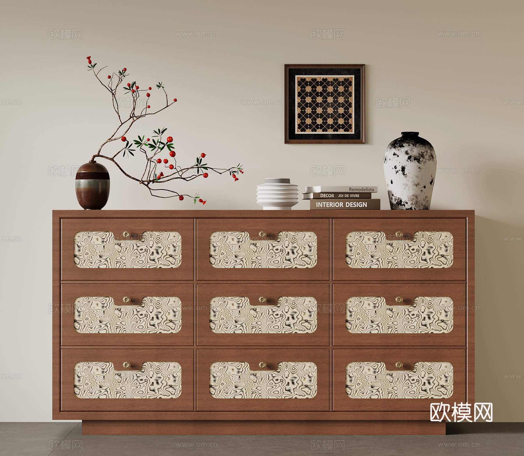 法式中古玄关柜 鞋柜 边柜 装饰柜su模型