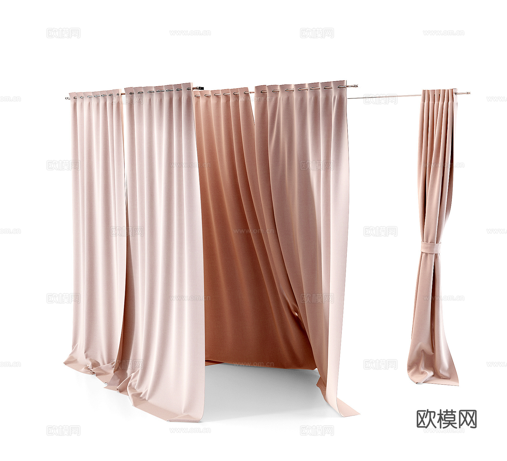 现代布艺窗帘su模型下载