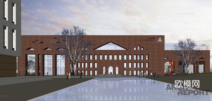 现代学校教学楼建筑外观su模型下载