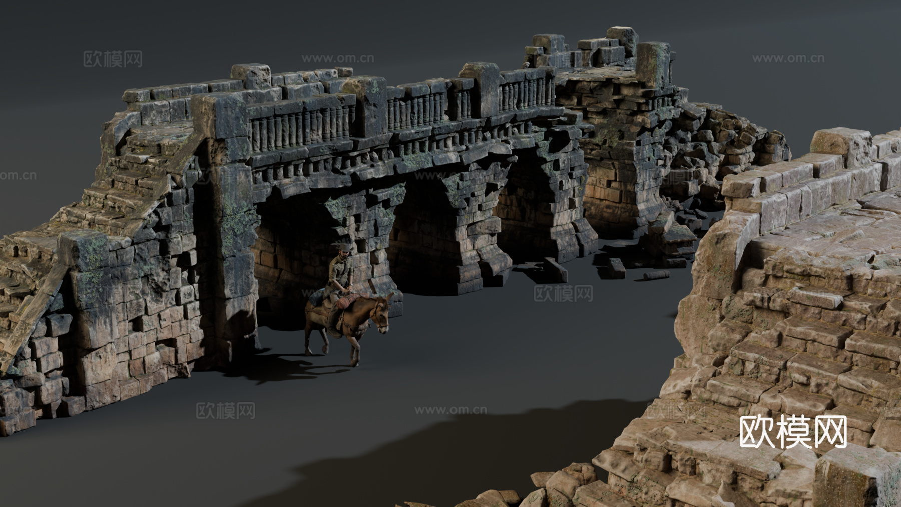 古代遗迹 废墟 神庙城堡遗迹 废墟城墙 失落之城遗迹su模型