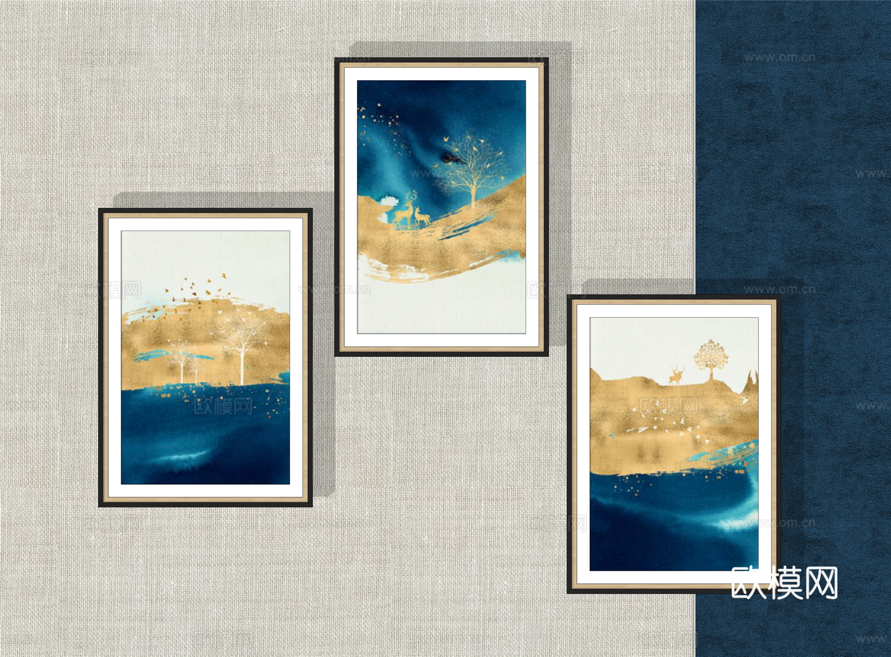 现代风景装饰画su模型下载