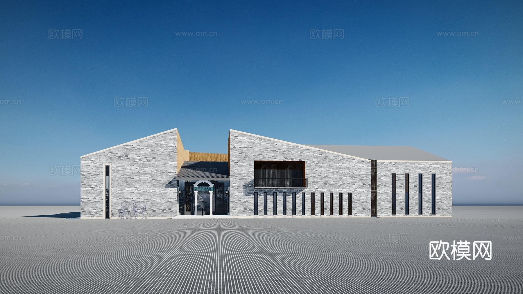 现代博物馆建筑外观su模型下载