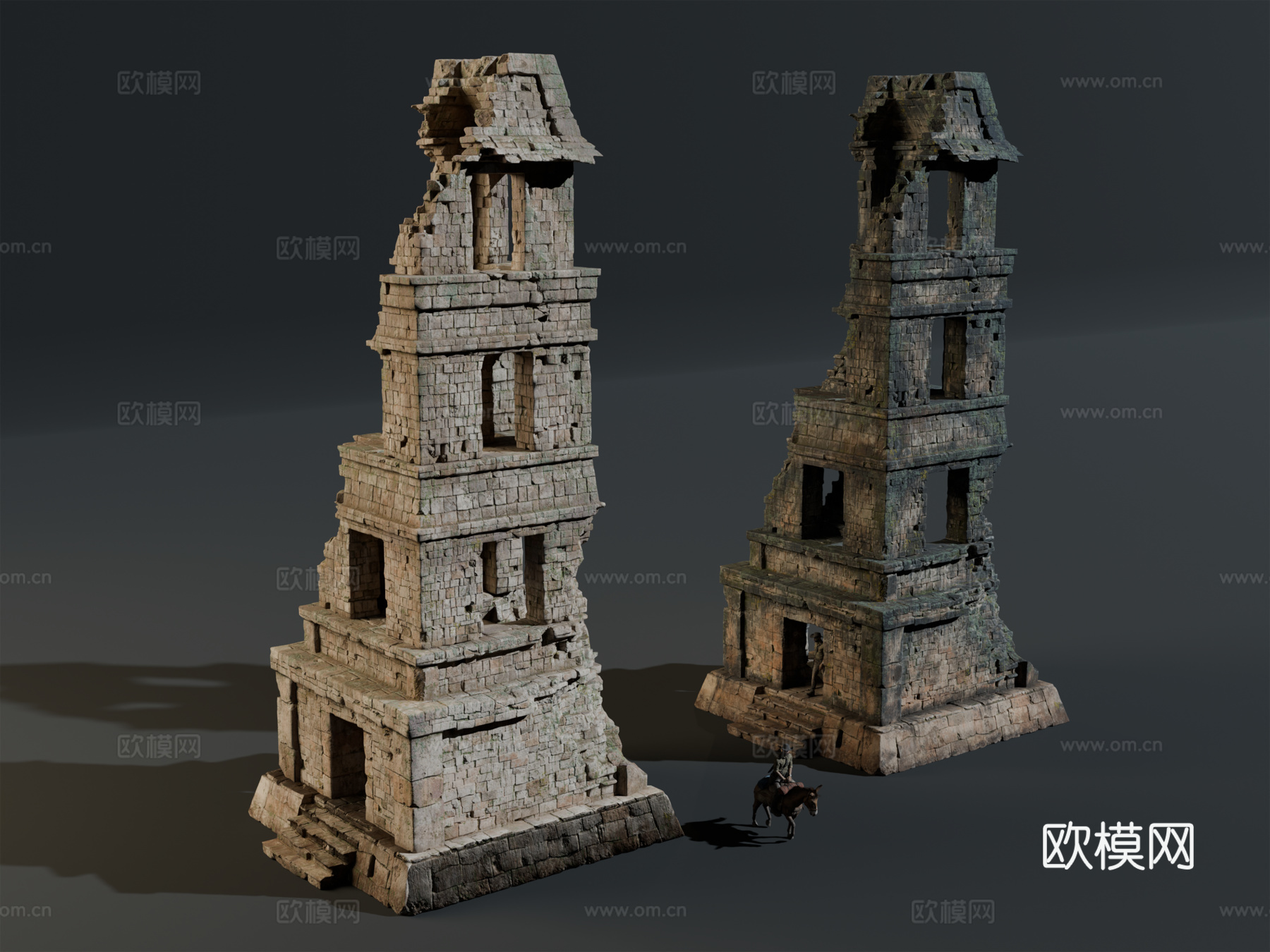 古代遗迹 废墟 神庙城堡遗迹 废墟城墙 失落之城遗迹su模型