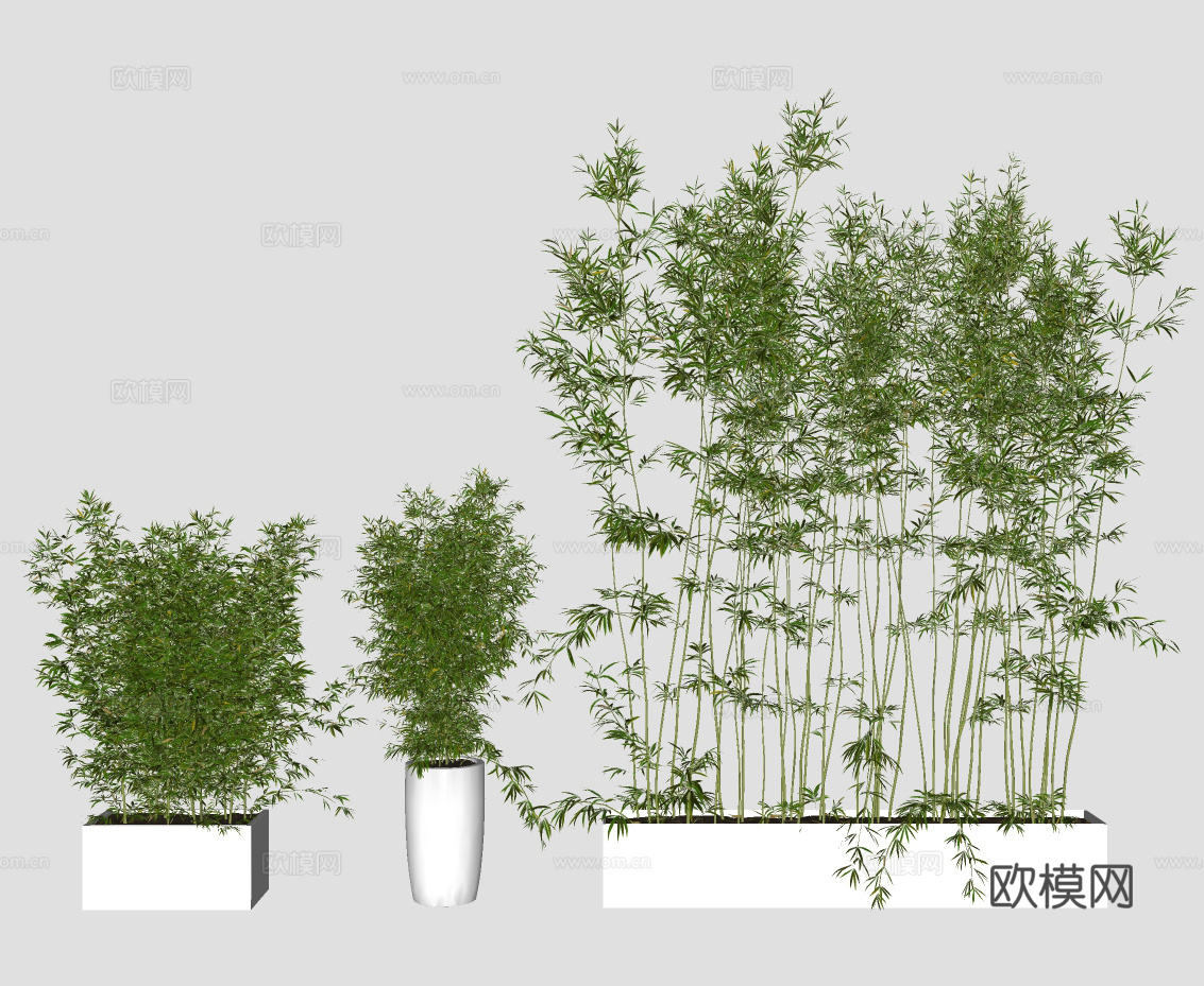 新中式竹子盆栽su模型下载