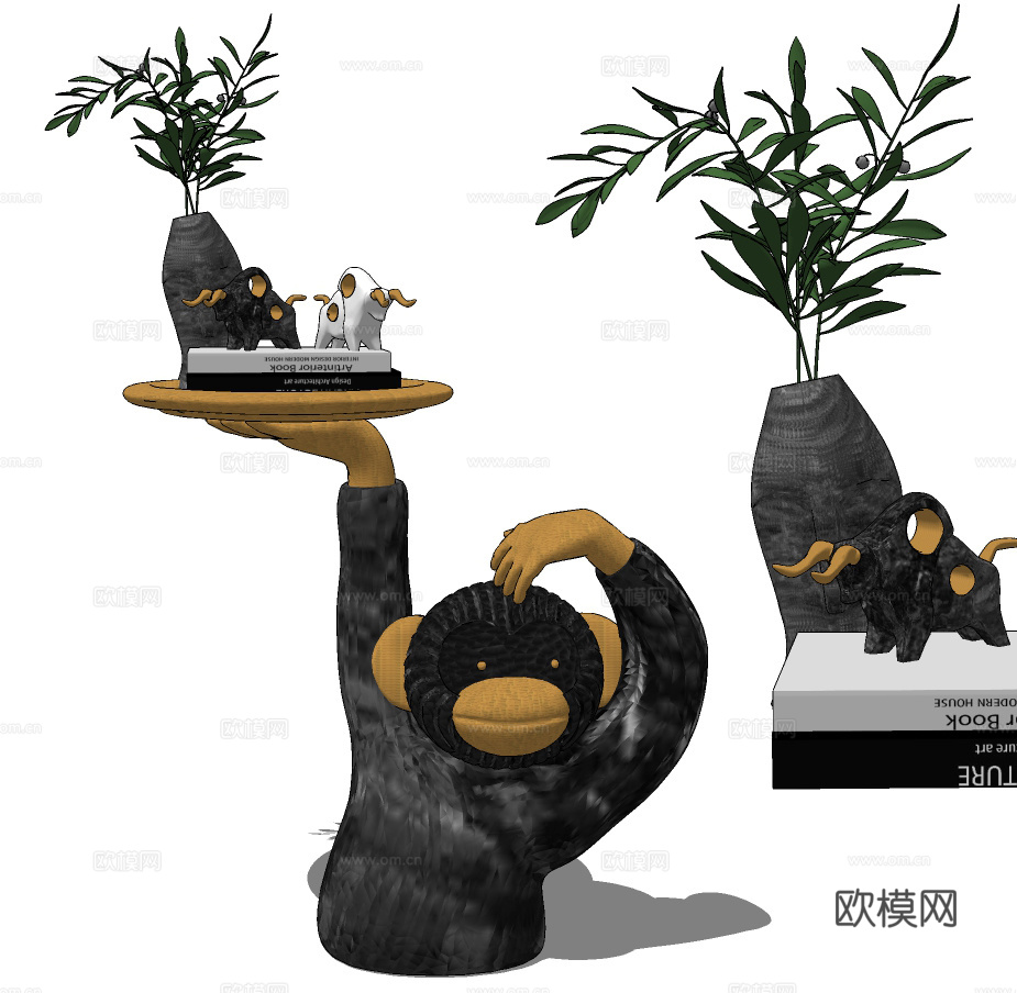 现代猴子边几su模型下载