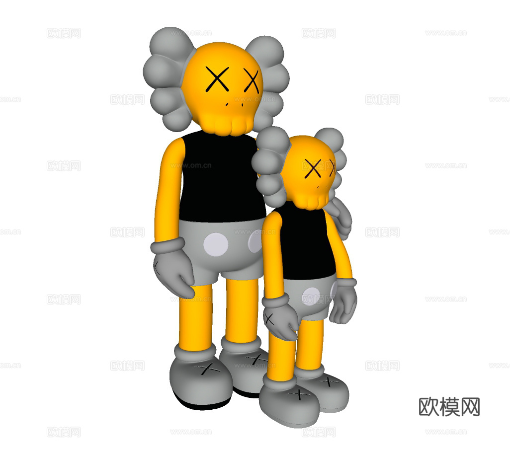 现代公仔雕塑摆件su模型下载