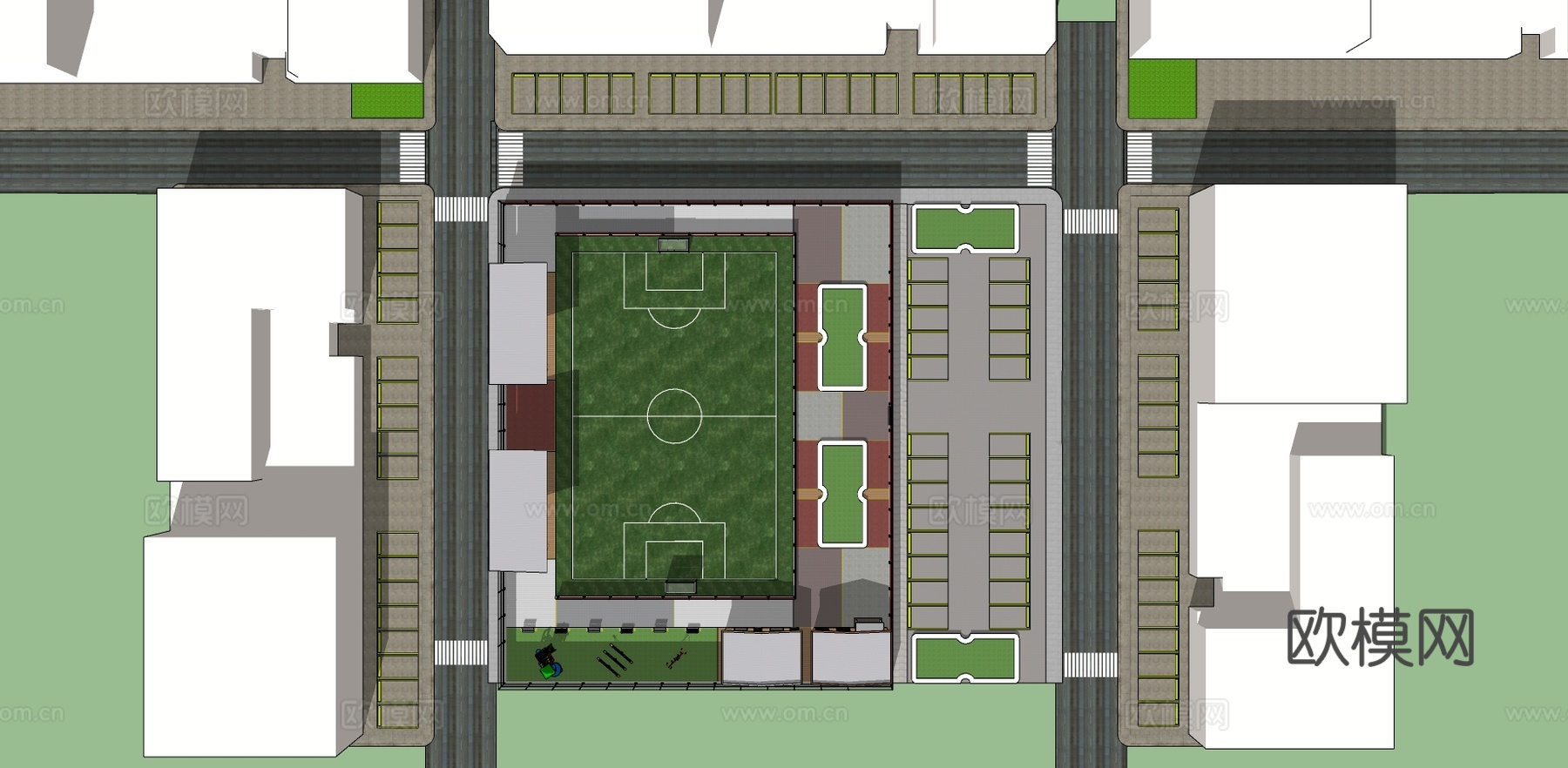 现代体育馆足球运动场su模型下载