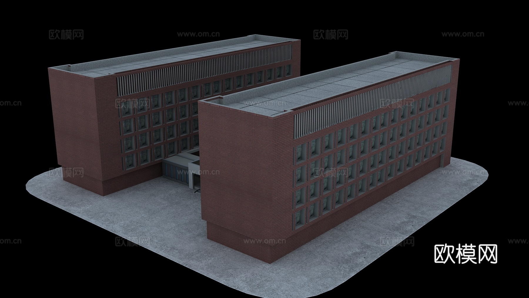 现代教学楼建筑外观su模型下载