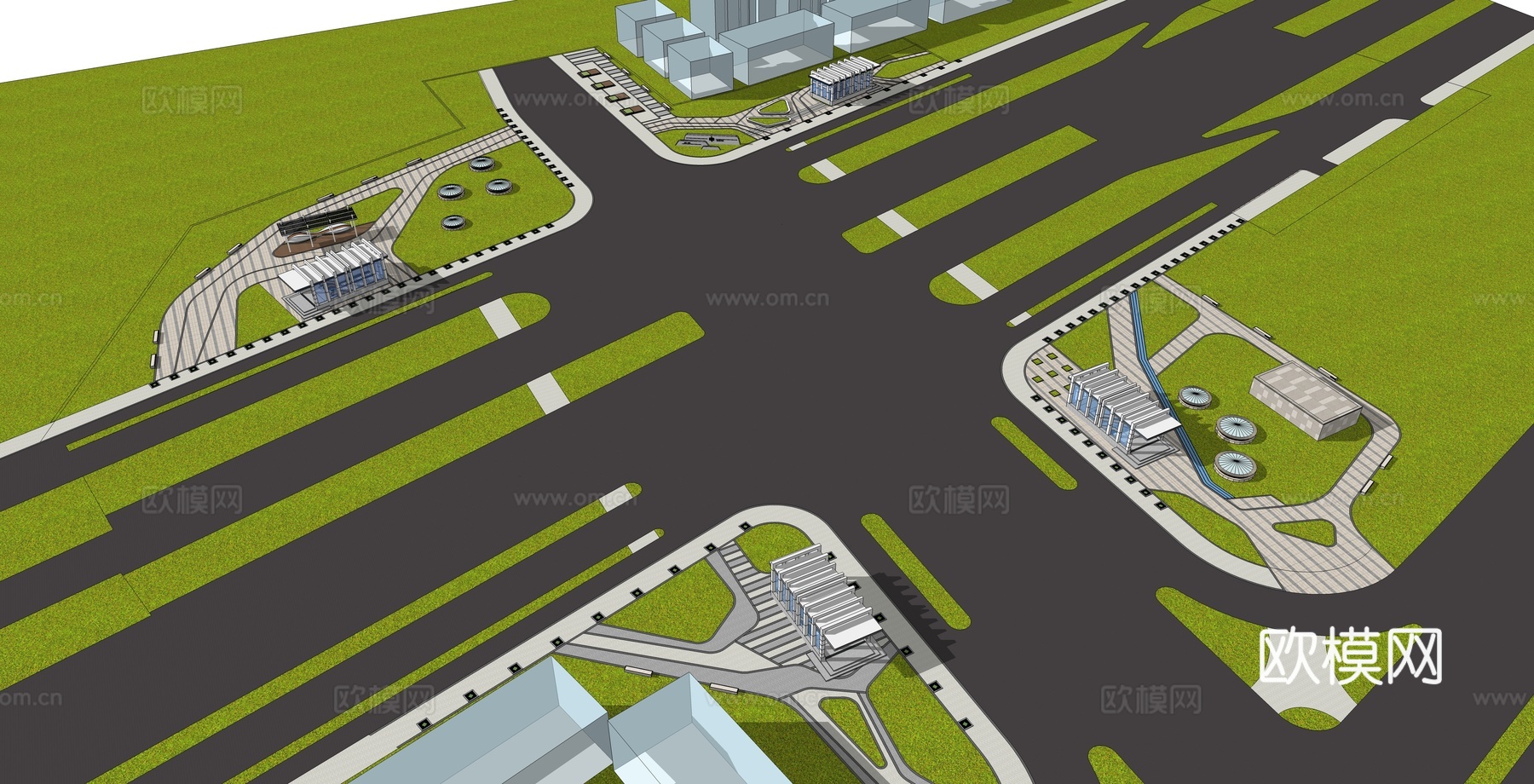 现代地铁出入口su模型下载