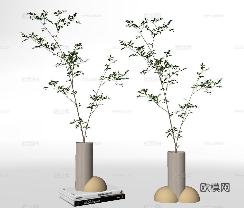 现代花瓶插花su模型下载