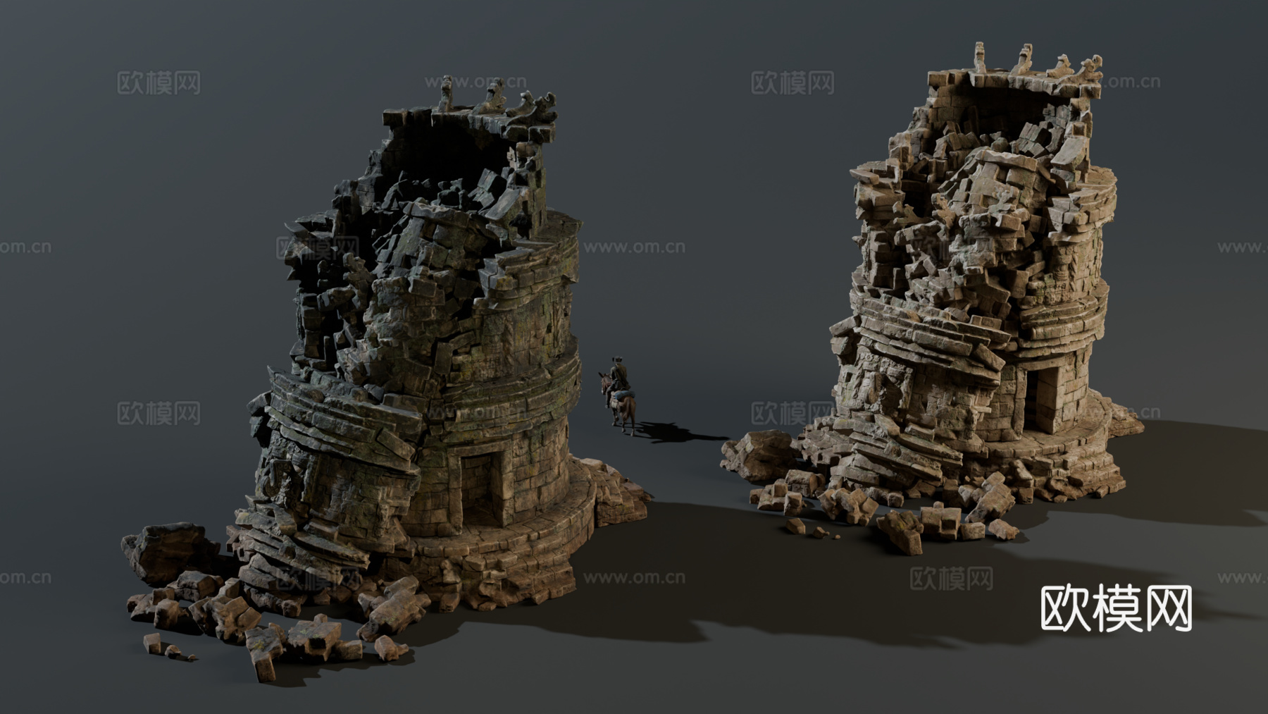古代遗迹 废墟 神庙城堡遗迹 废墟城墙 失落之城遗迹su模型
