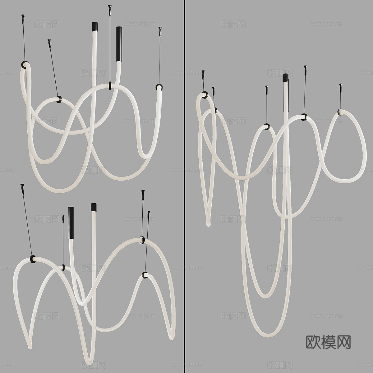 现代极简线性装饰吊灯3d模型
