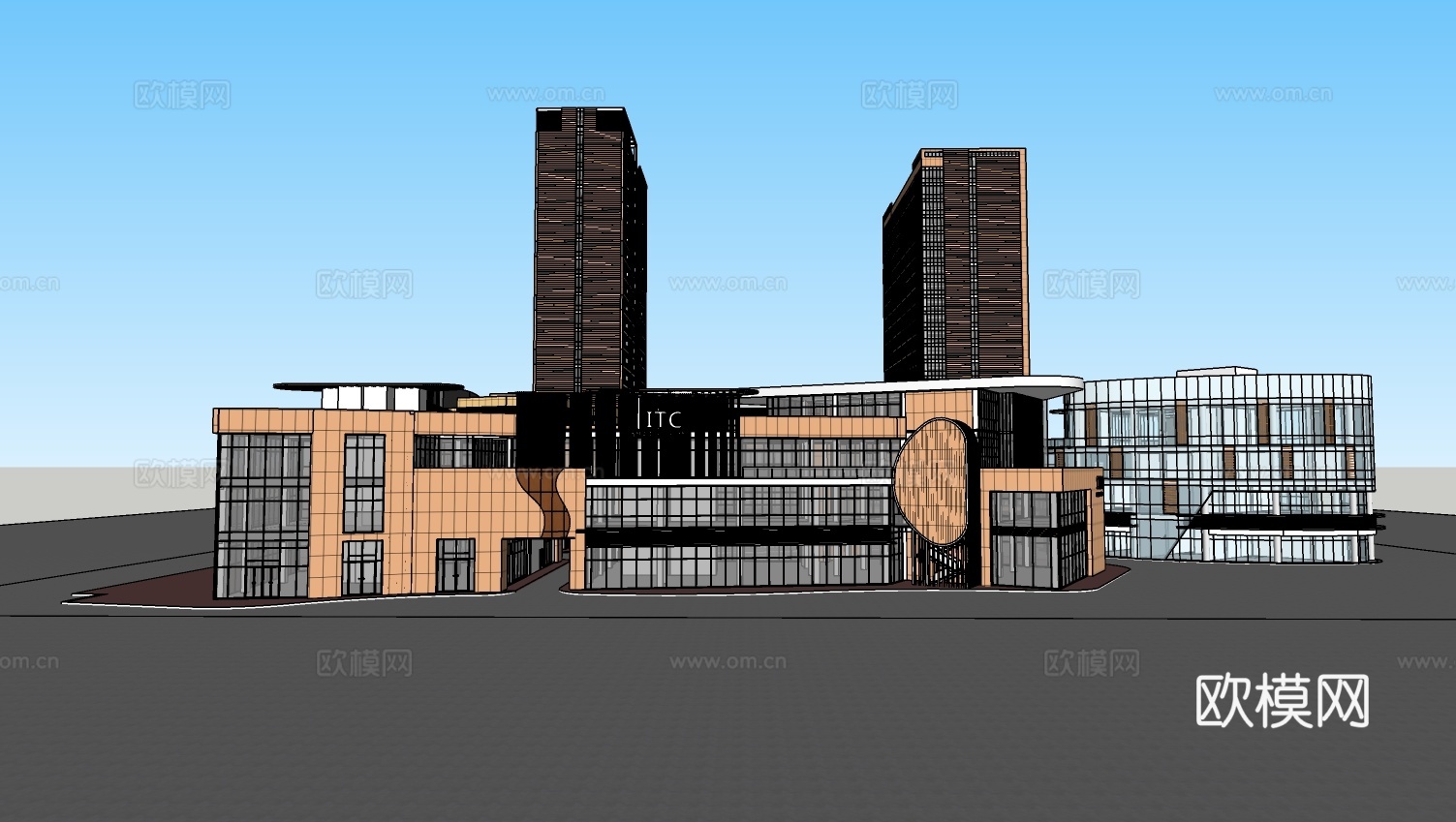 现代商业综合体建筑外观su模型下载