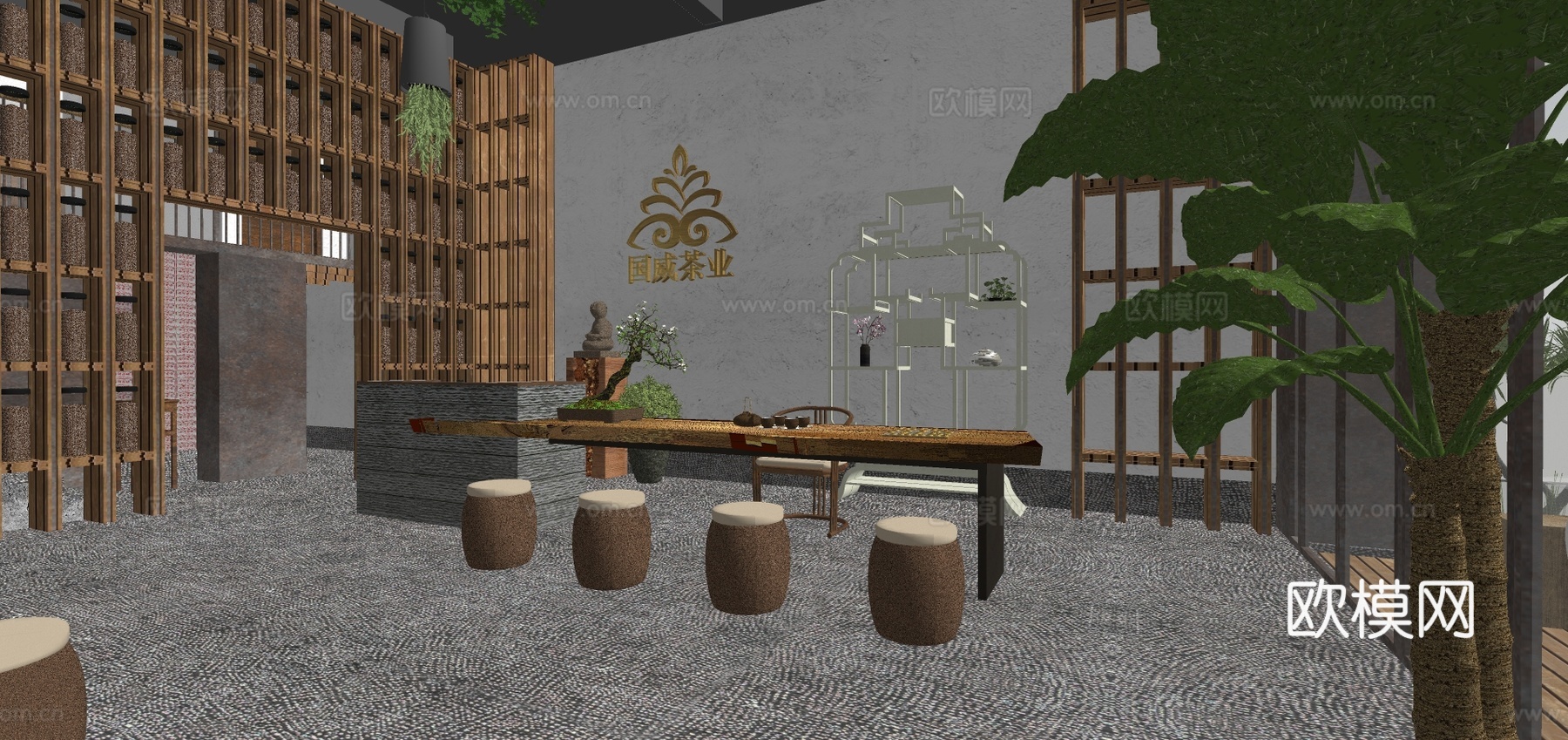 新中式烟酒茶专卖店su模型下载