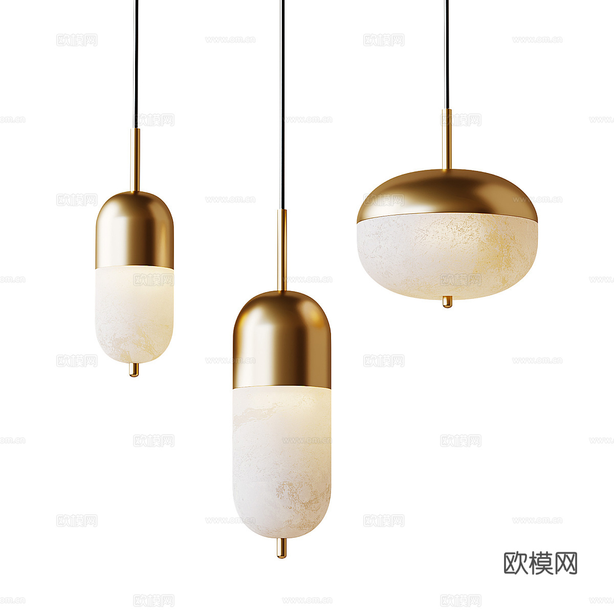 现代轻奢金属玻璃装饰吊灯3d模型