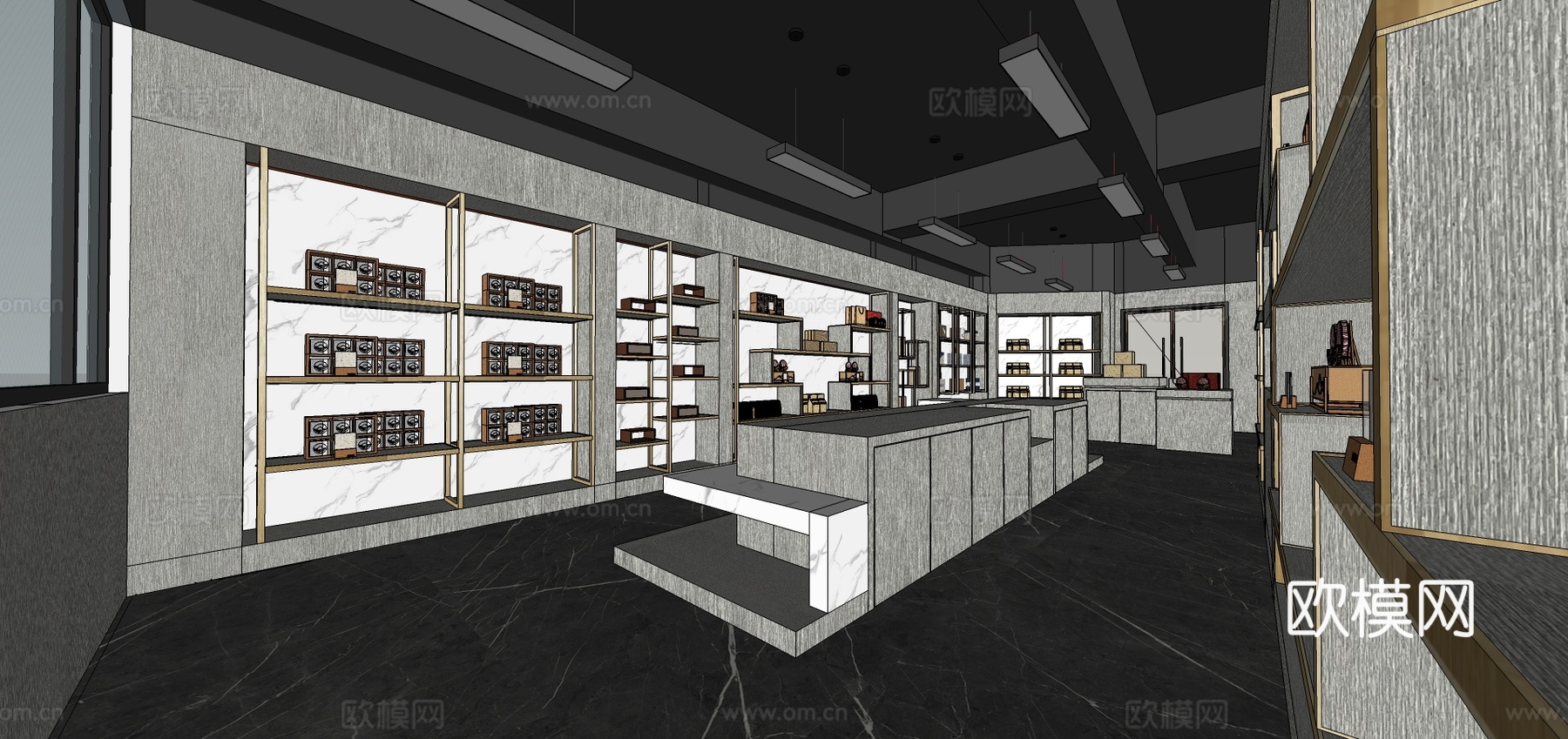 新中式烟酒茶专卖店su模型下载