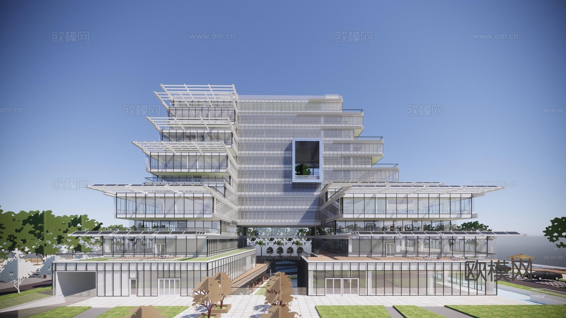 现代办公楼建筑外观su模型下载