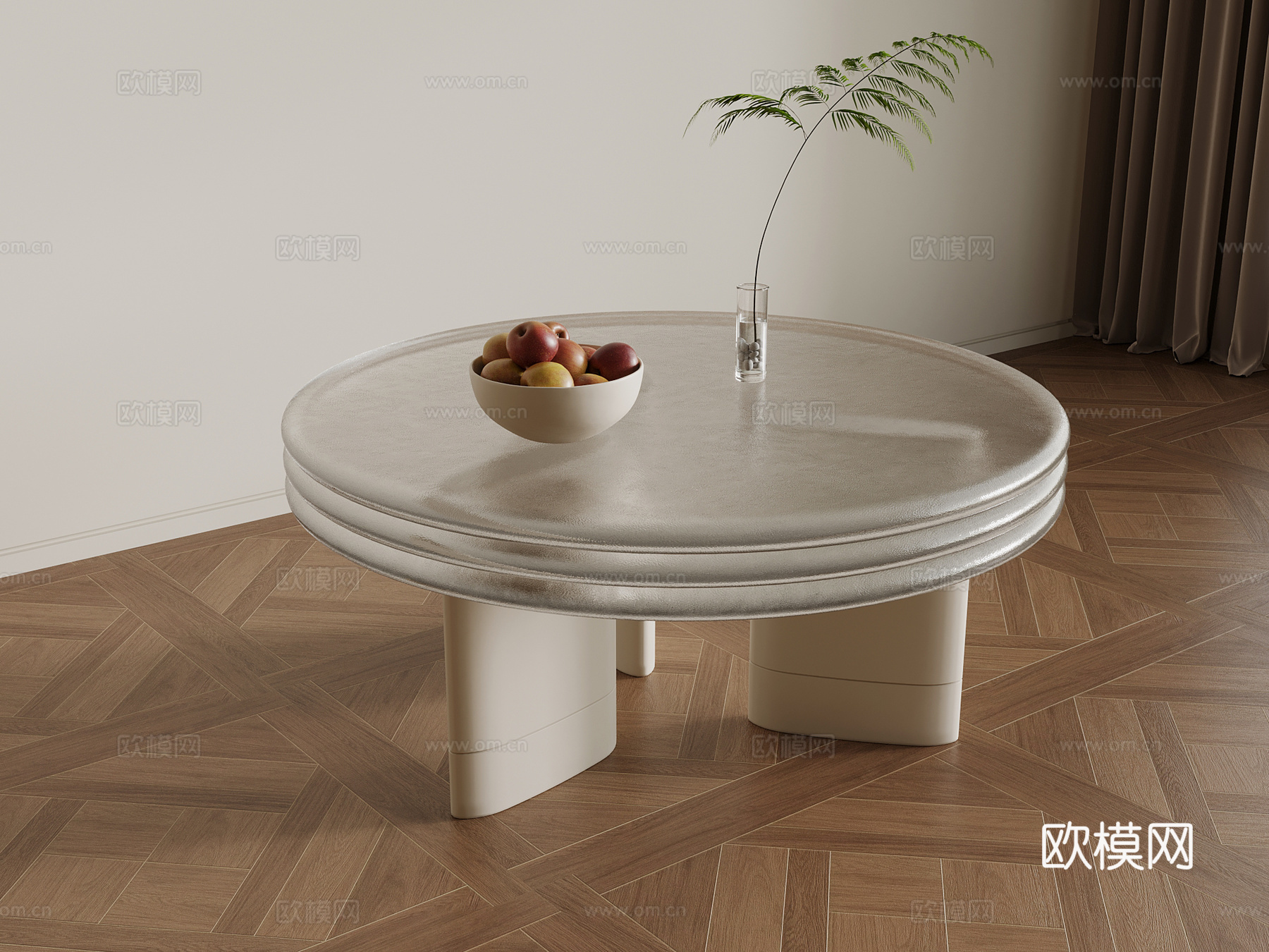 现代奶油风茶几3d模型
