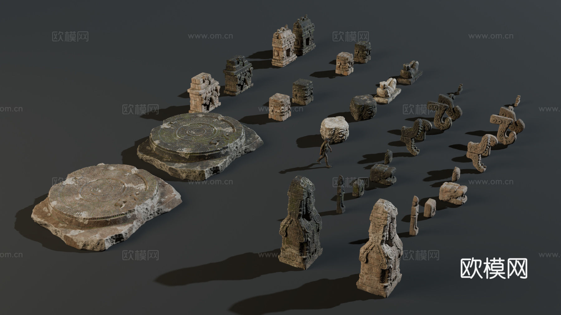 古代遗迹 废墟石块 神庙遗迹 废墟城墙 失落之城遗迹su模型
