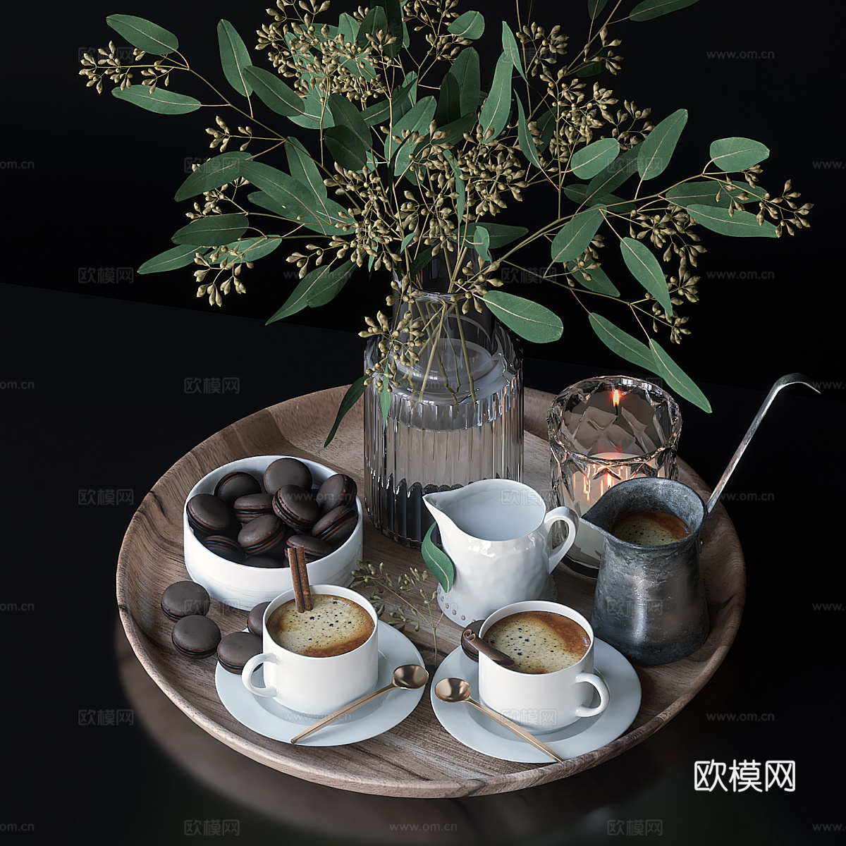 现代意式茶具 咖啡 饼干3d模型