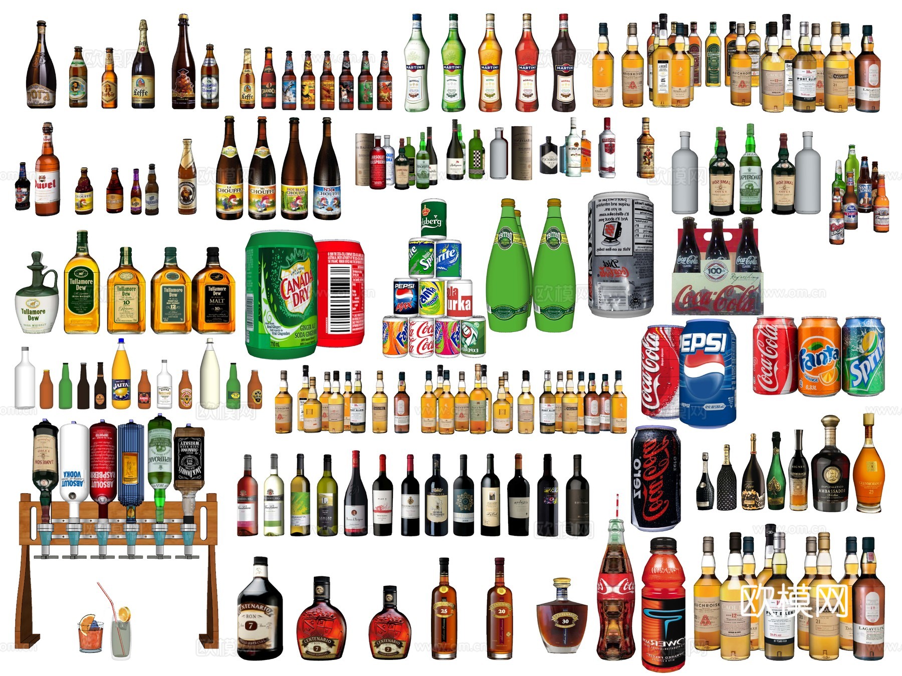 现代啤酒白酒酒水饮料su模型下载