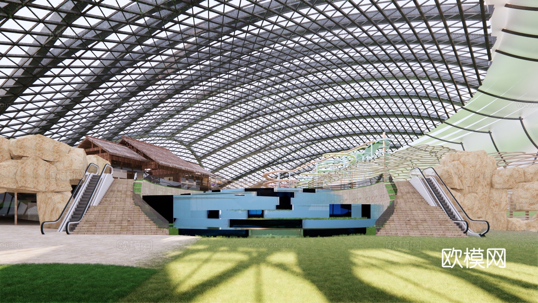 现代文化展览馆su模型下载