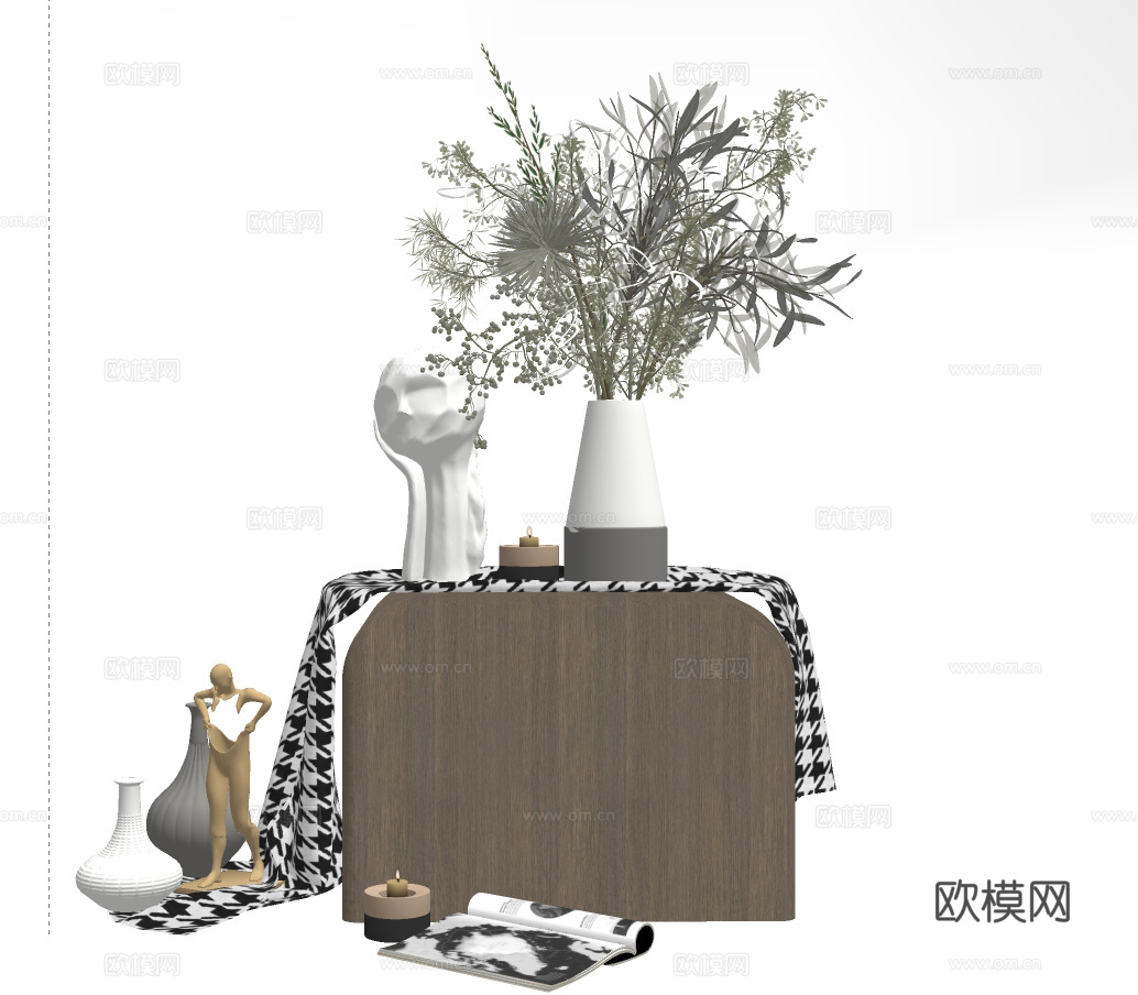 现代花瓶饰品摆件su模型下载