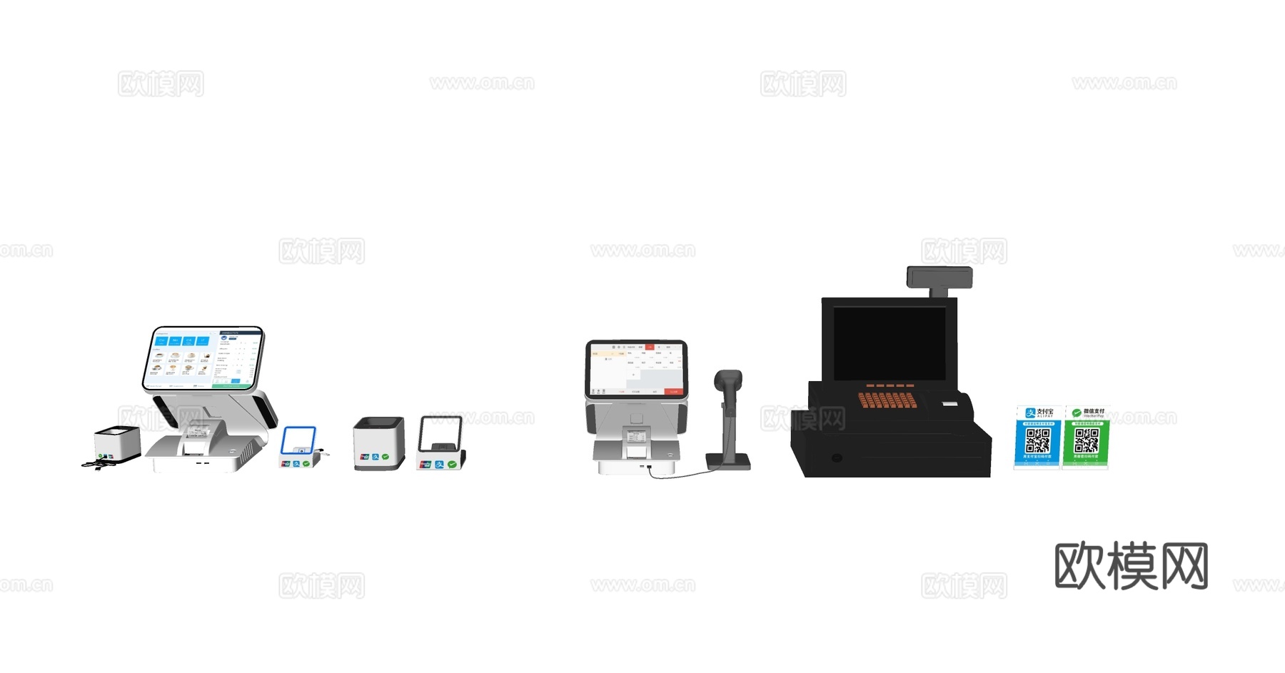 现代收银机扫码器su模型下载