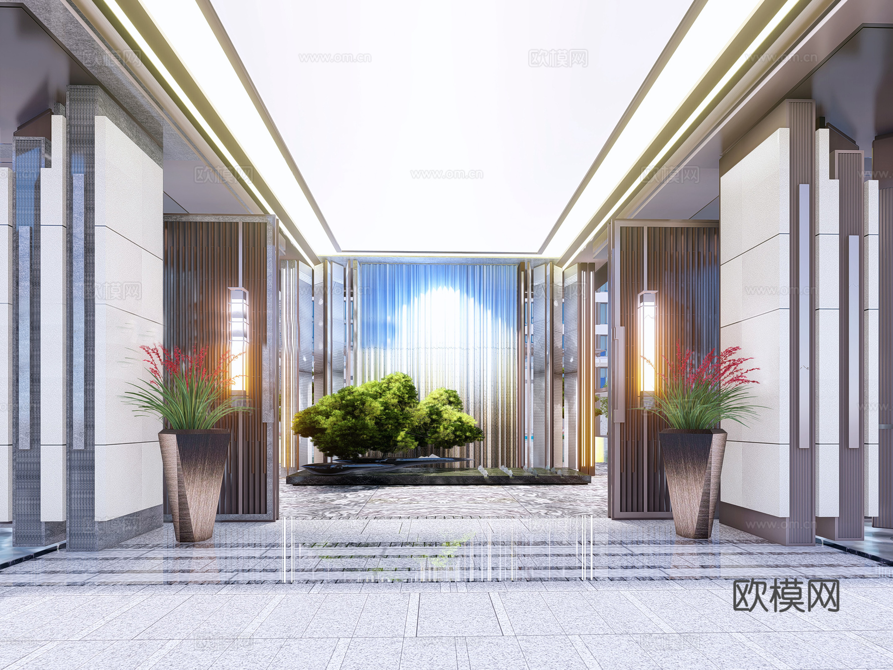 现代住宅小区建筑外观su模型下载